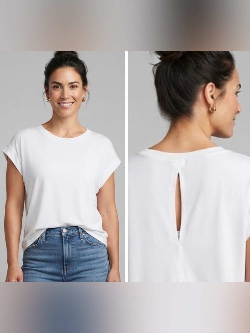 Athleta White Short Sleeve Tee with Back Keyhole